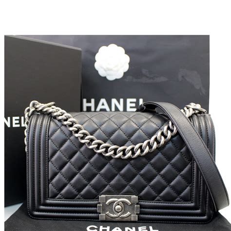 chanel boy bag white and black|Chanel boy small quilted bag.